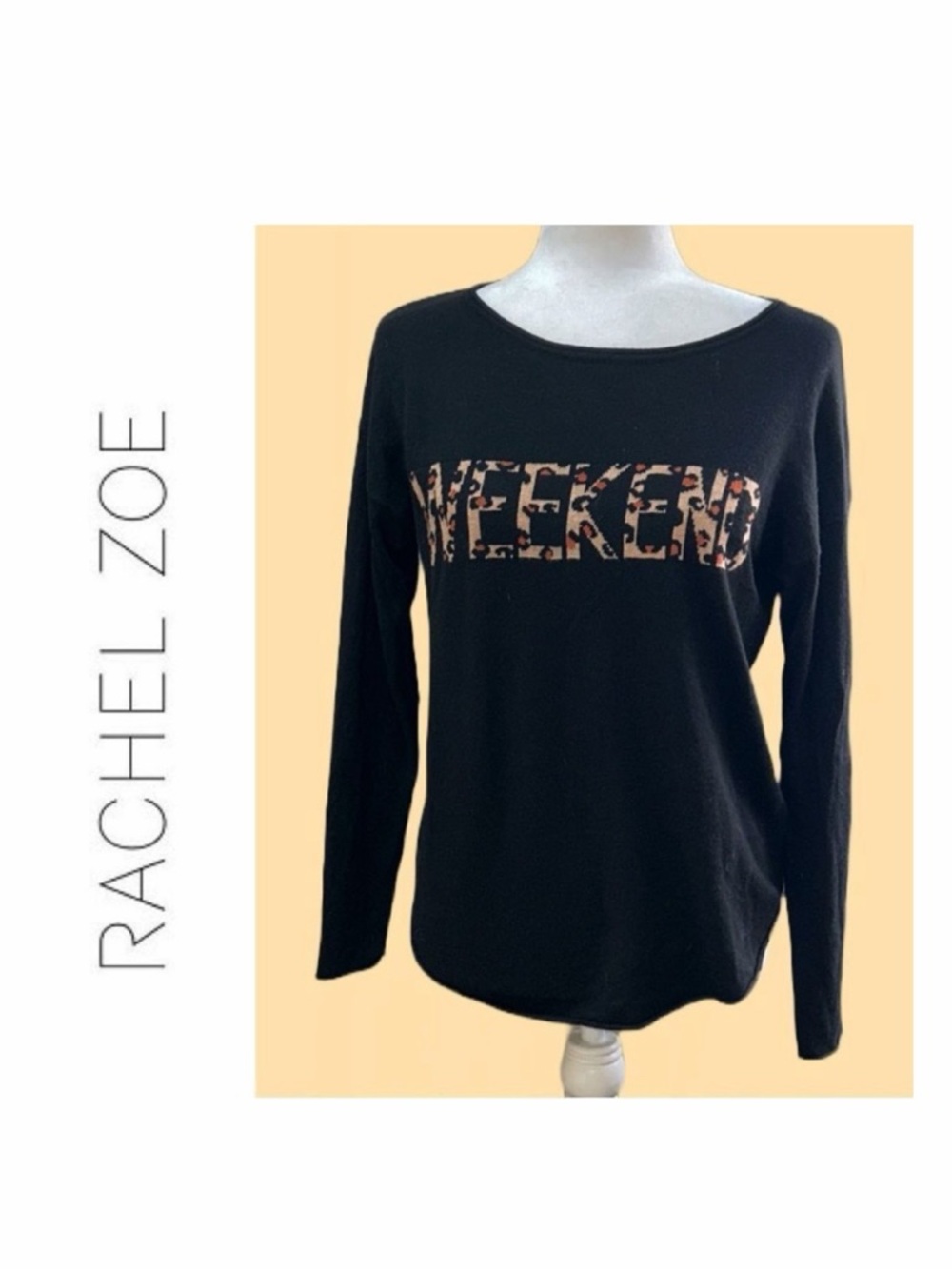 Rachel Zoe Women’s Black Cashmere Blend “WEEKEND” Sweater - Size M